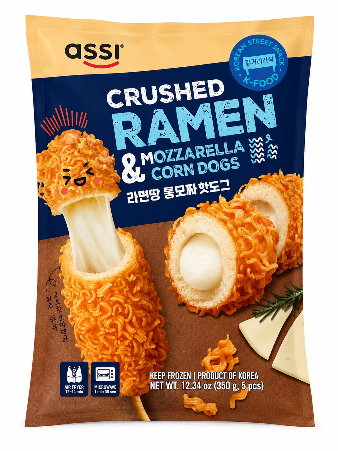 Crushed Ramen & Mozzarella Corn Dogs
